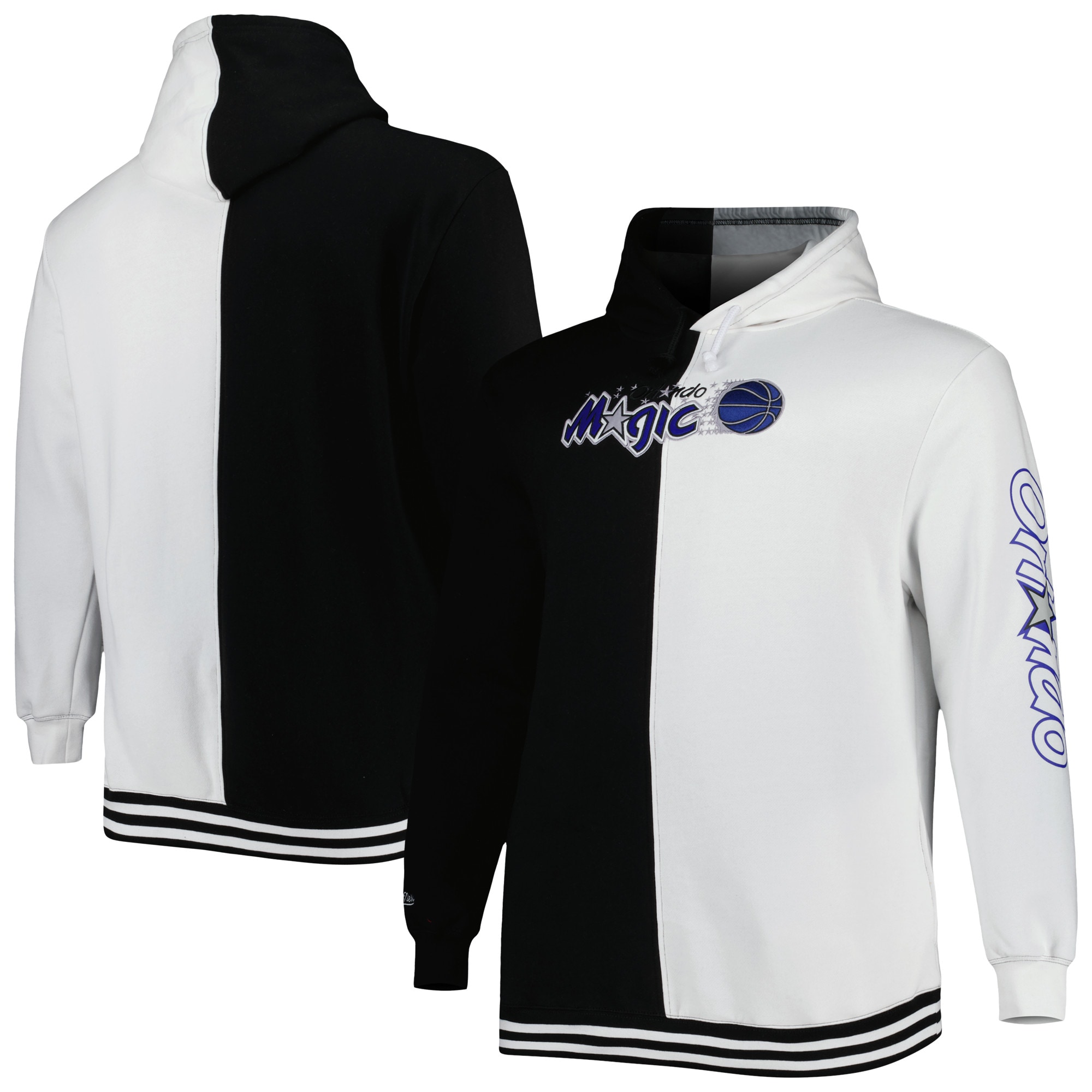 Men's Mitchell \u0026 Ness Black/White Orlando Magic Big \u0026 Tall Hardwood Classics Split Pullover Hoodie